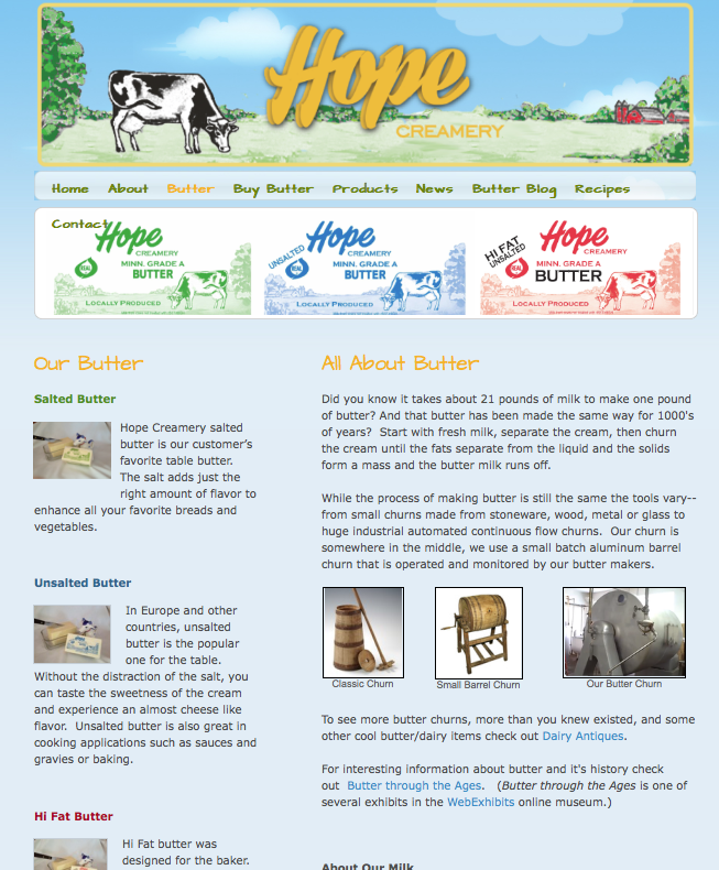 Hope Creamery website